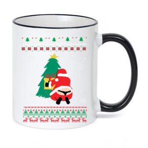 Funny Adult Santa's Whale Tail Thongs Ugly Christmas Sweater 11oz Black Color Changing Mug