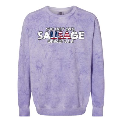 Funny America Sausage Usa Griller American Bbq Grilling Funny Gift Colorblast Crewneck Sweatshirt