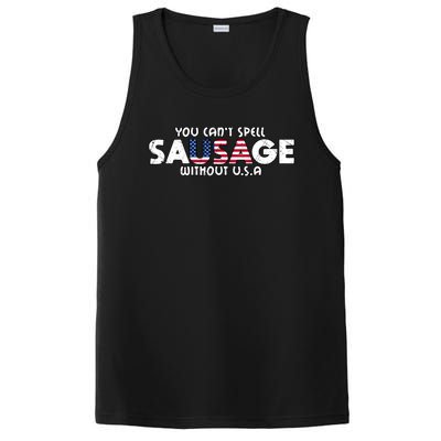 Funny America Sausage Usa Griller American Bbq Grilling Funny Gift PosiCharge Competitor Tank