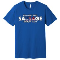 Funny America Sausage Usa Griller American Bbq Grilling Funny Gift Premium T-Shirt