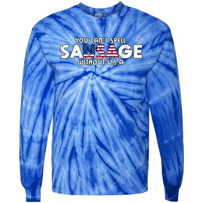 Funny America Sausage Usa Griller American Bbq Grilling Funny Gift Tie-Dye Long Sleeve Shirt