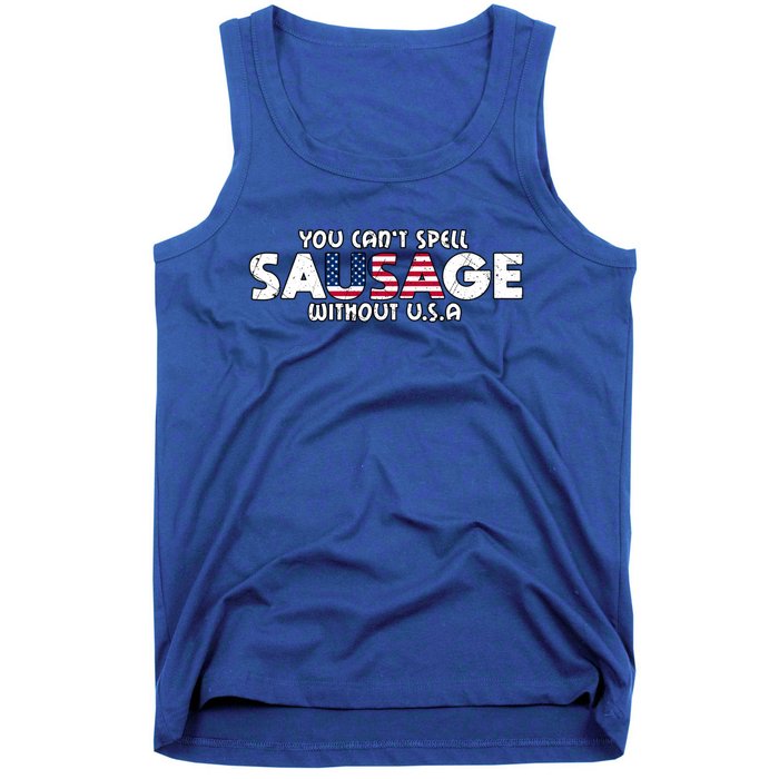 Funny America Sausage Usa Griller American Bbq Grilling Funny Gift Tank Top