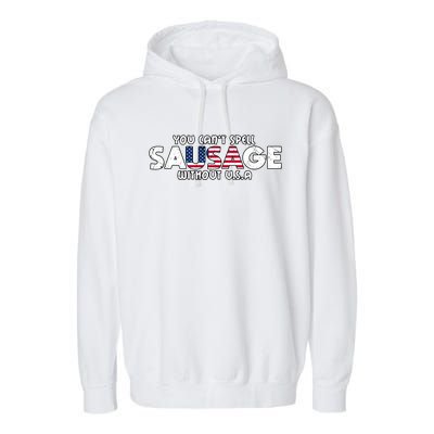 Funny America Sausage Usa Griller American Bbq Grilling Funny Gift Garment-Dyed Fleece Hoodie