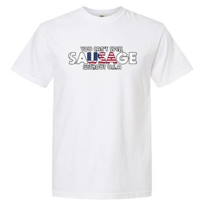 Funny America Sausage Usa Griller American Bbq Grilling Funny Gift Garment-Dyed Heavyweight T-Shirt