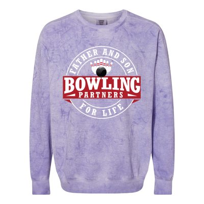 Father And Son Bowling Partners For Life Gift Colorblast Crewneck Sweatshirt