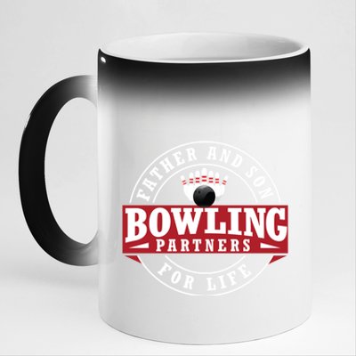 Father And Son Bowling Partners For Life Gift 11oz Black Color Changing Mug