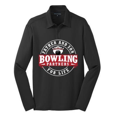 Father And Son Bowling Partners For Life Gift Silk Touch Performance Long Sleeve Polo