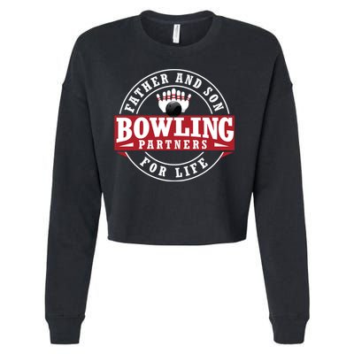 Father And Son Bowling Partners For Life Gift Cropped Pullover Crew