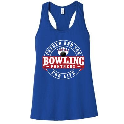 Father And Son Bowling Partners For Life Gift Women's Racerback Tank