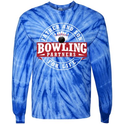 Father And Son Bowling Partners For Life Gift Tie-Dye Long Sleeve Shirt