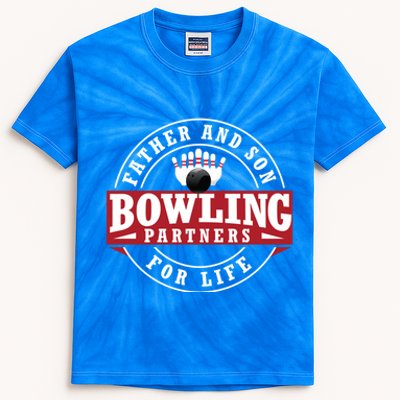 Father And Son Bowling Partners For Life Gift Kids Tie-Dye T-Shirt