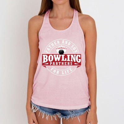 Father And Son Bowling Partners For Life Gift Women's Knotted Racerback Tank