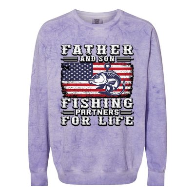 Father And Son Fishing Partners For Life Gift Colorblast Crewneck Sweatshirt