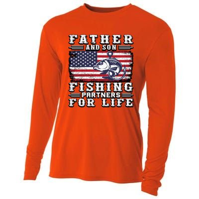 Father And Son Fishing Partners For Life Gift Cooling Performance Long Sleeve Crew