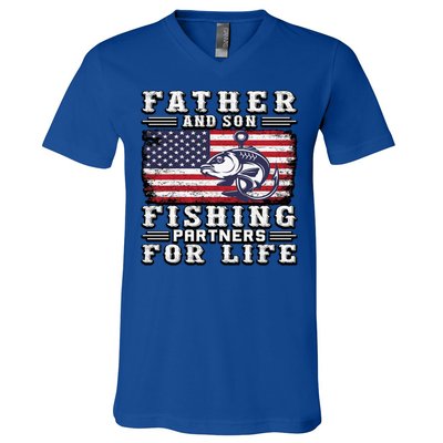 Father And Son Fishing Partners For Life Gift V-Neck T-Shirt