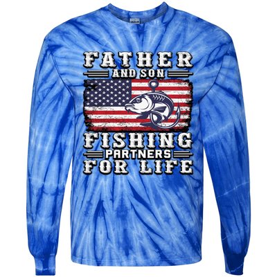 Father And Son Fishing Partners For Life Gift Tie-Dye Long Sleeve Shirt