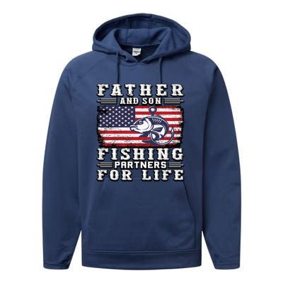 Father And Son Fishing Partners For Life Gift Performance Fleece Hoodie