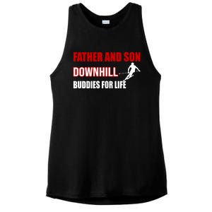 Father And Son Downhill Buddies For Life Gift Ladies PosiCharge Tri-Blend Wicking Tank