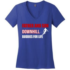 Father And Son Downhill Buddies For Life Gift Women's V-Neck T-Shirt