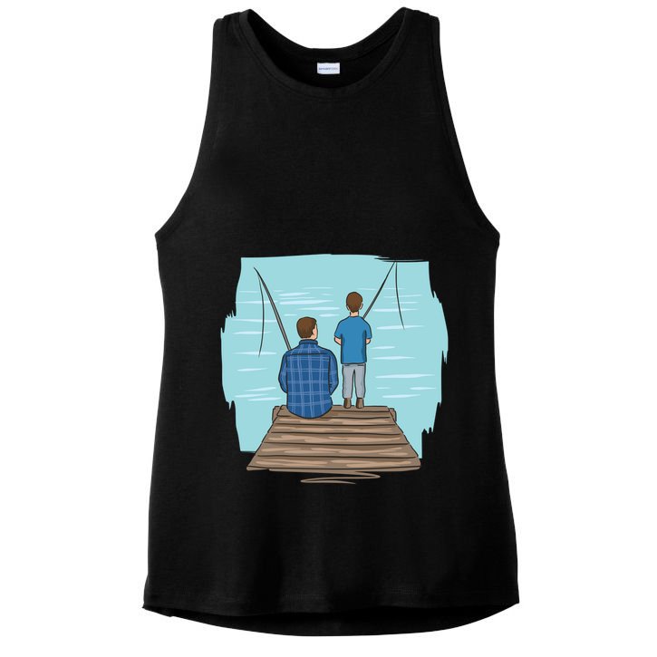 Father And Son Fishing Partners For Life Gift Ladies PosiCharge Tri-Blend Wicking Tank