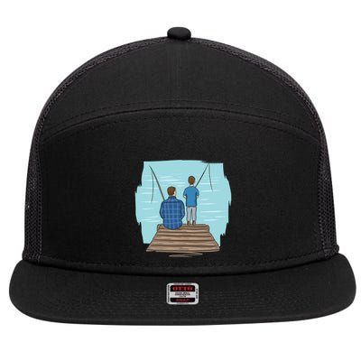 Father And Son Fishing Partners For Life Gift 7 Panel Mesh Trucker Snapback Hat