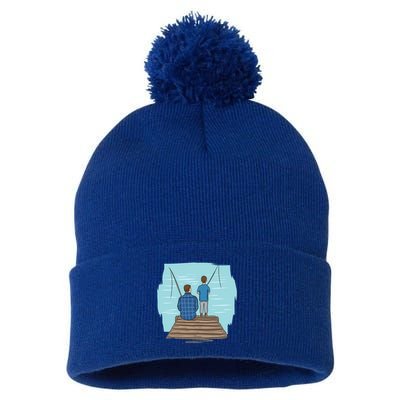 Father And Son Fishing Partners For Life Gift Pom Pom 12in Knit Beanie