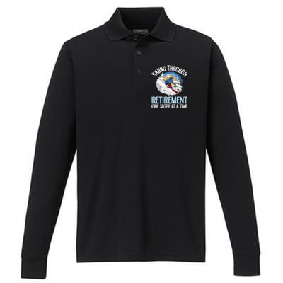 Funny Alpine Skiing Through Retirement One Slope At A Time Performance Long Sleeve Polo