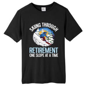 Funny Alpine Skiing Through Retirement One Slope At A Time Tall Fusion ChromaSoft Performance T-Shirt