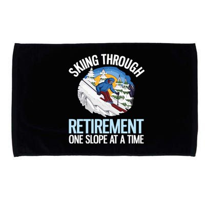 Funny Alpine Skiing Through Retirement One Slope At A Time Microfiber Hand Towel