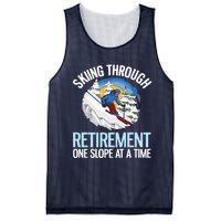 Funny Alpine Skiing Through Retirement One Slope At A Time Mesh Reversible Basketball Jersey Tank