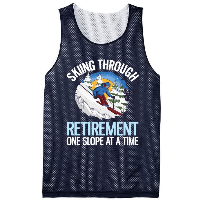 Funny Alpine Skiing Through Retirement One Slope At A Time Mesh Reversible Basketball Jersey Tank