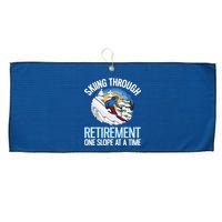 Funny Alpine Skiing Through Retirement One Slope At A Time Large Microfiber Waffle Golf Towel