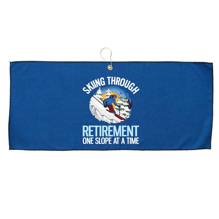 Funny Alpine Skiing Through Retirement One Slope At A Time Large Microfiber Waffle Golf Towel