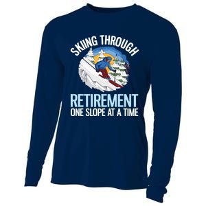 Funny Alpine Skiing Through Retirement One Slope At A Time Cooling Performance Long Sleeve Crew