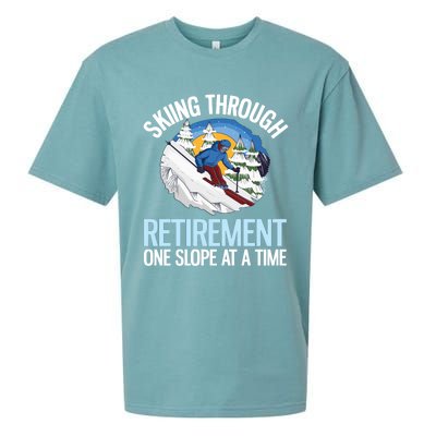 Funny Alpine Skiing Through Retirement One Slope At A Time Sueded Cloud Jersey T-Shirt