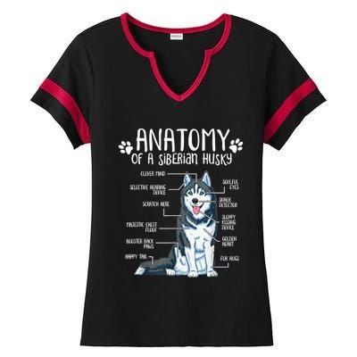 Funny Anatomy Siberian Husky Dog Lover TShirt Ladies Halftime Notch Neck Tee