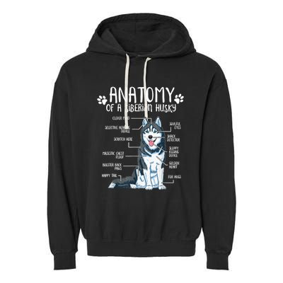 Funny Anatomy Siberian Husky Dog Lover TShirt Garment-Dyed Fleece Hoodie