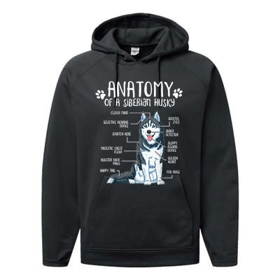 Funny Anatomy Siberian Husky Dog Lover TShirt Performance Fleece Hoodie