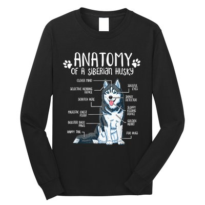 Funny Anatomy Siberian Husky Dog Lover TShirt Long Sleeve Shirt