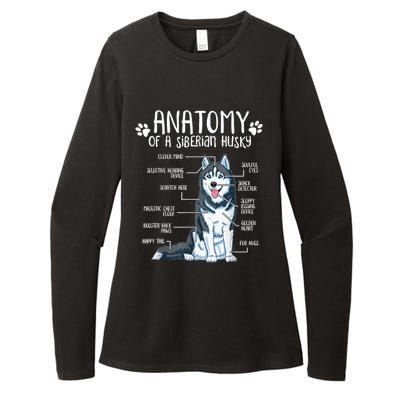 Funny Anatomy Siberian Husky Dog Lover TShirt Womens CVC Long Sleeve Shirt