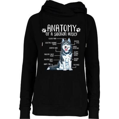 Funny Anatomy Siberian Husky Dog Lover TShirt Womens Funnel Neck Pullover Hood