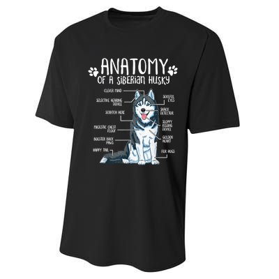 Funny Anatomy Siberian Husky Dog Lover TShirt Performance Sprint T-Shirt