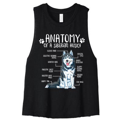 Funny Anatomy Siberian Husky Dog Lover TShirt Women's Racerback Cropped Tank