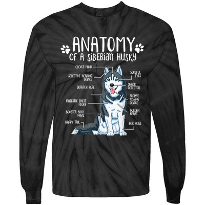 Funny Anatomy Siberian Husky Dog Lover TShirt Tie-Dye Long Sleeve Shirt