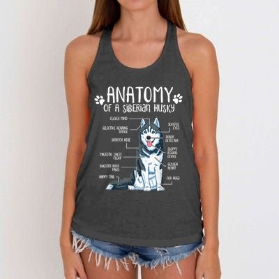 Funny Anatomy Siberian Husky Dog Lover TShirt Women's Knotted Racerback Tank