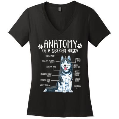 Funny Anatomy Siberian Husky Dog Lover TShirt Women's V-Neck T-Shirt