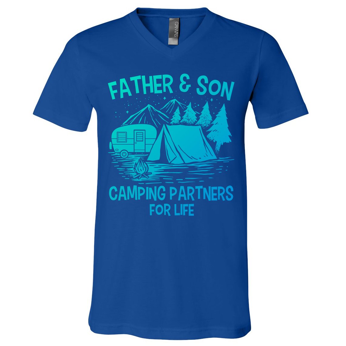 Father And Son Camping Partners For Life Gift V-Neck T-Shirt