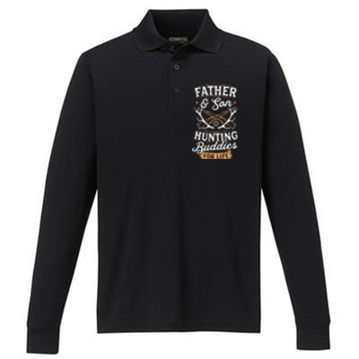 Father And Son Hunting Buddies For Life Gift Performance Long Sleeve Polo