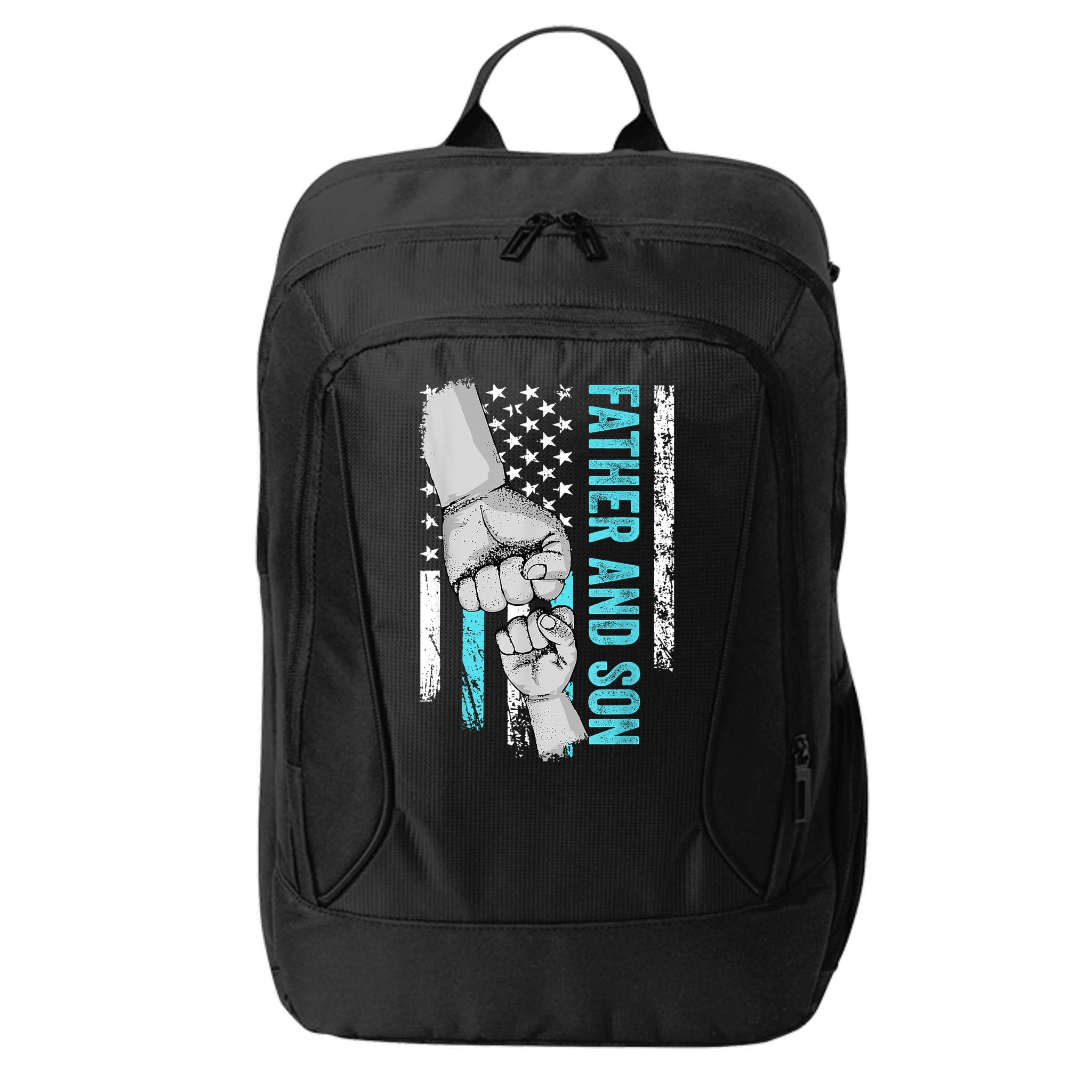 Father And Son American Flag Matching Fathers Day Father Son City Backpack