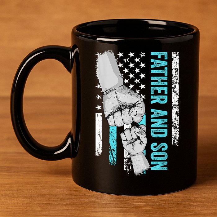 Father And Son American Flag Matching Fathers Day Father Son 11oz C Handle Ceramic Mug